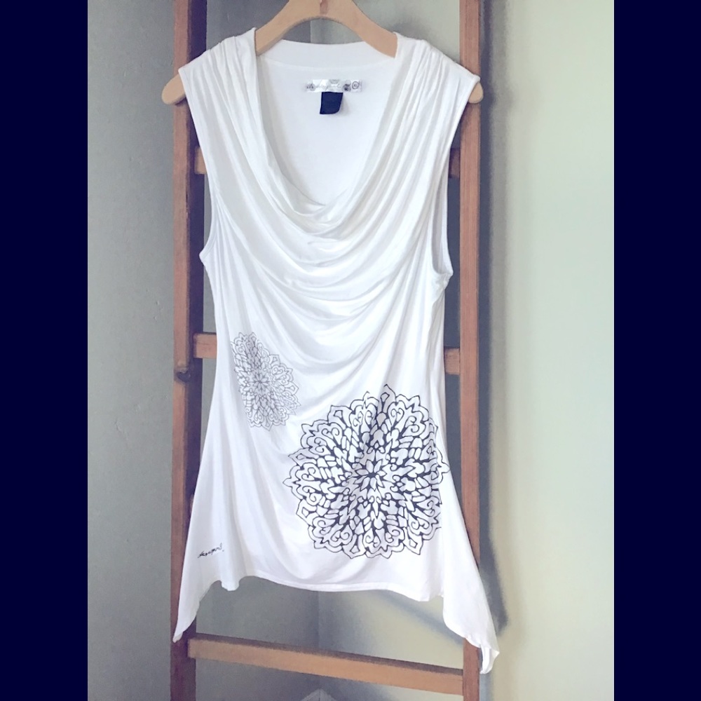 Desigual Asymmetrical Cowl Neck Tunic